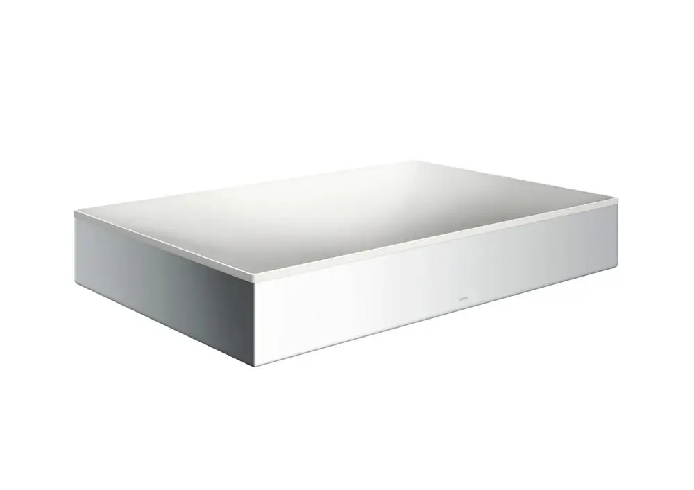 Weißer Aufsatzwaschtisch von AXOR mit rechteckiger Form, ohne Hahnloch und Überlauf, schlichtes Design, geeignet für moderne Badezimmer.